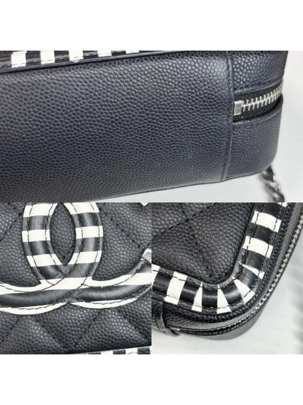 Chanel Shoulder Bag Quilted CC Filigree Mini Stripe Crossbody Chain Square